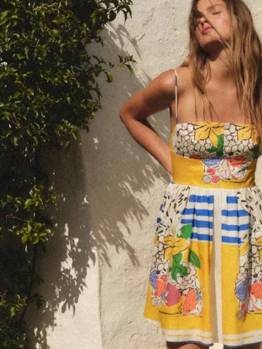 Zara Fruit Print Cotton Mini Dress